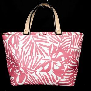 KATE SPADE Grant Street Juno Bag Satchel Mini Tote Palms White Pink NEW